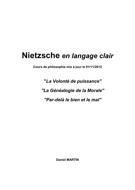 Nietzsche En Langage Clair Propositions Pour La France