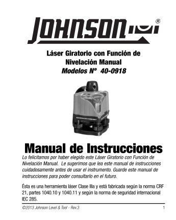 Manual de Instrucciones - Johnson Level