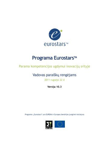 Programa Eurostars. Parama kompetencijos ugdymui inovacijų ...