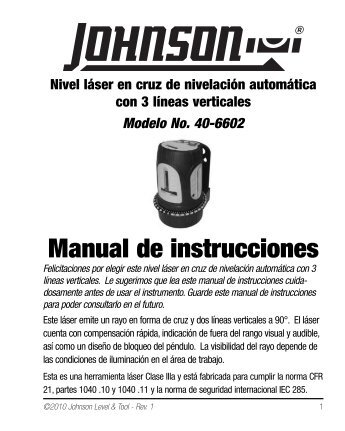 Manual de instrucciones - Johnson Level