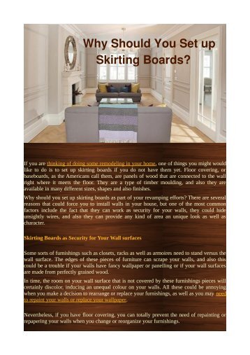 Why Should You Set up Skirting Boards?