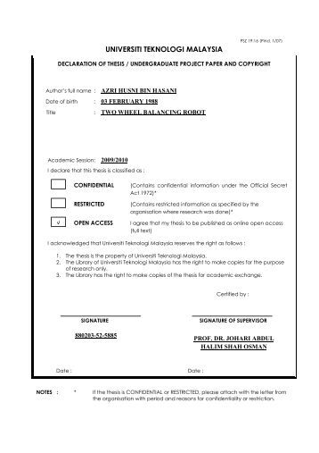 utm fke thesis I declare that this thesis entitled “robotic arm for water quality measurement in recirculating aquaculture system (ras) universiti teknologi malaysia. utm fke thesis I declare that this thesis entitled “robotic arm for water quality measurement in recirculating aquaculture system (ras) universiti teknologi malaysia.