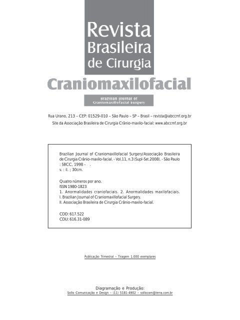Revista Brasileira de Cirurgia Craniomaxilofacial - ABCCMF