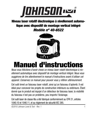 Manuel d'instructions - Johnson Level