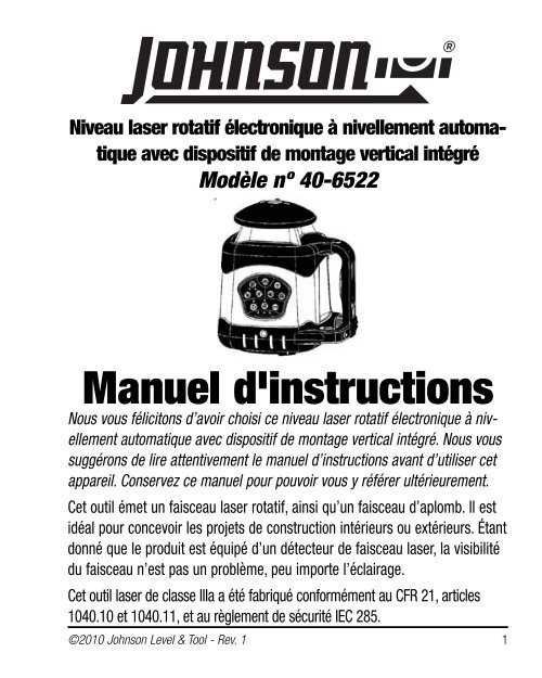 Manuel d'instructions - Johnson Level