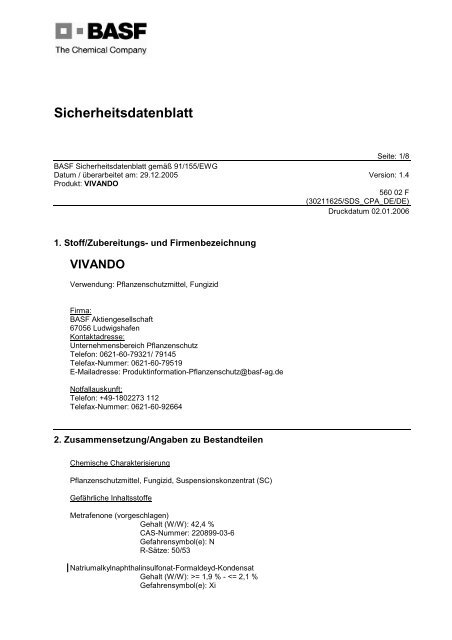 Sicherheitsdatenblatt - Getreide AG