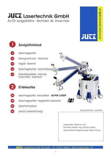 JUTZ Gesamtkatalog 2012 - JUTZ Lasertechnik ALPHA LASER ...