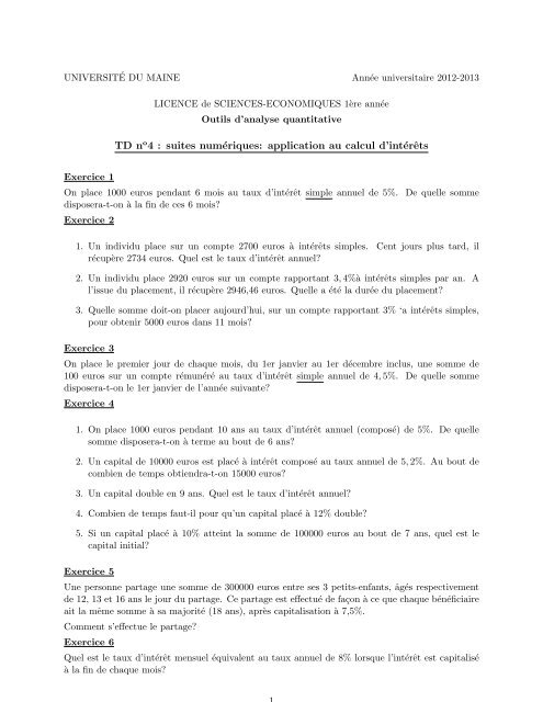 Exercice - UniversitÃ© du Maine