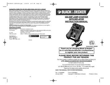 500 AMP JUMP-STARTER WITH INFLATOR INSTRUCTION MANUAL