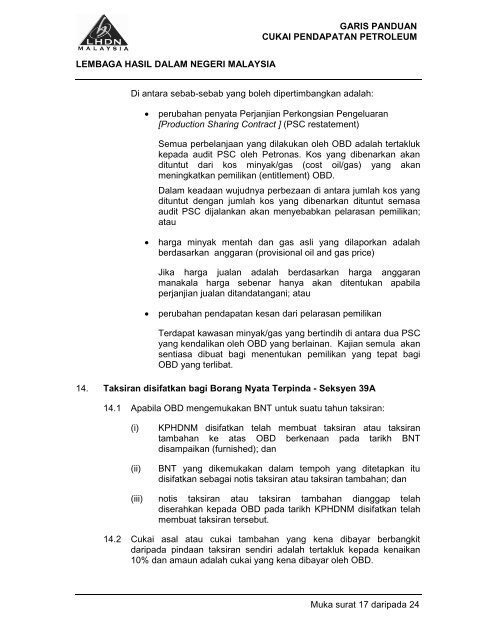 garis panduan cukai pendapatan petroleum - Lembaga Hasil Dalam ...