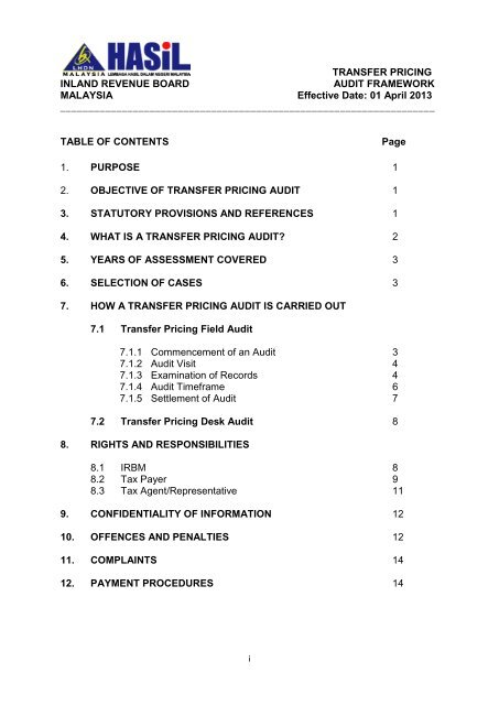 IRB Tax Audit Framework 2013_Tax Audit, Petroleum Tax Audit ...