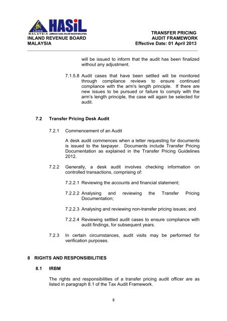 IRB Tax Audit Framework 2013_Tax Audit, Petroleum Tax Audit ...