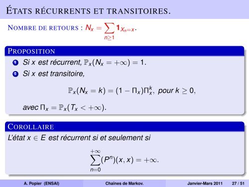 ChaÃ®nes de Markov.