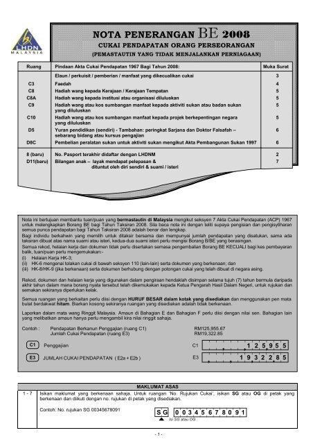 Nota Penerangan BE 2008 - Lembaga Hasil Dalam Negeri