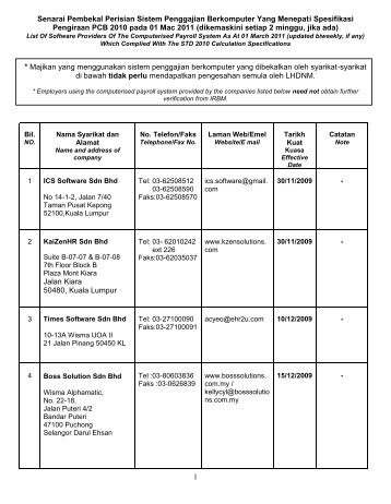 1 Senarai Pembekal Perisian Sistem Penggajian Berkomputer Yang ...