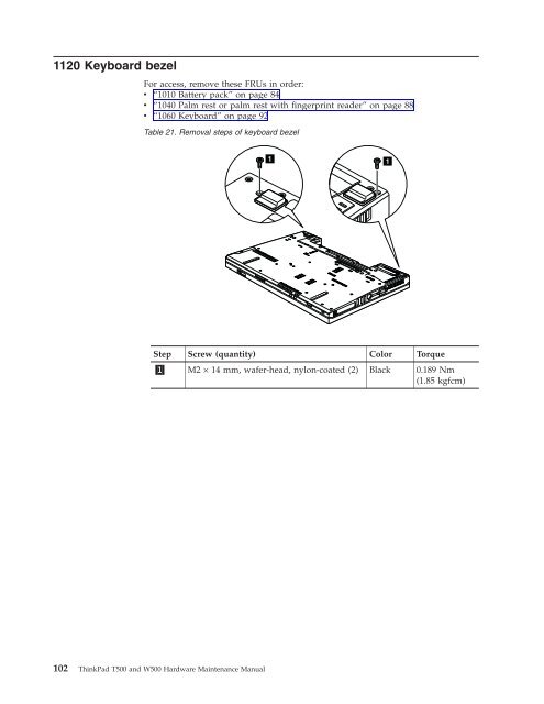 Thinkpad T500 and W500 Hardware Maintenance Manual - Lenovo