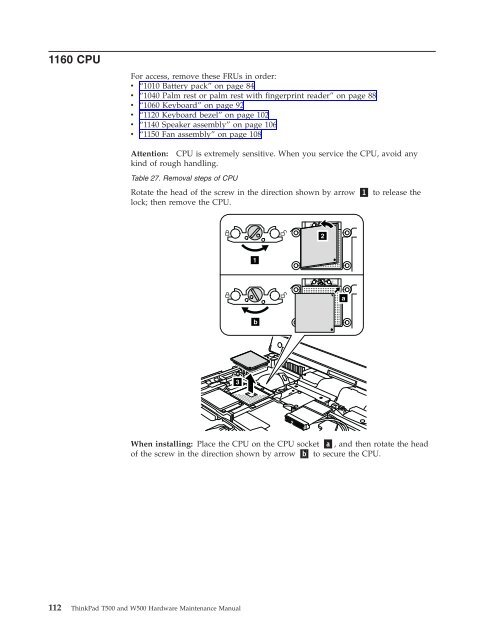 Thinkpad T500 and W500 Hardware Maintenance Manual - Lenovo