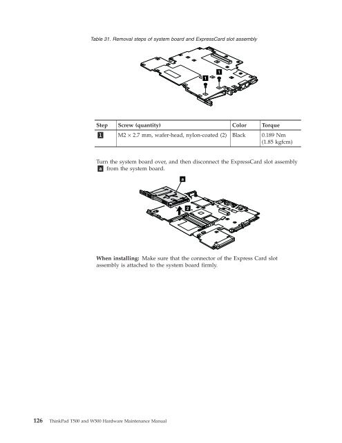 Thinkpad T500 and W500 Hardware Maintenance Manual - Lenovo