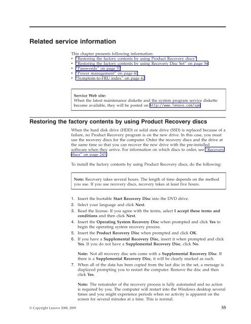 Thinkpad T500 and W500 Hardware Maintenance Manual - Lenovo