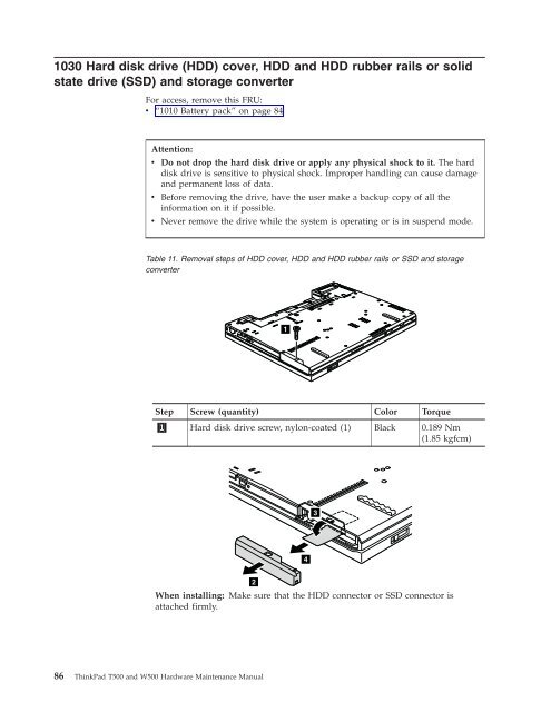 Thinkpad T500 and W500 Hardware Maintenance Manual - Lenovo