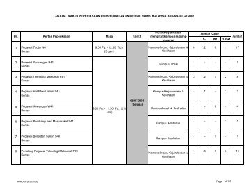 Universiti kebangsaan malaysia jadual peperiksaan 