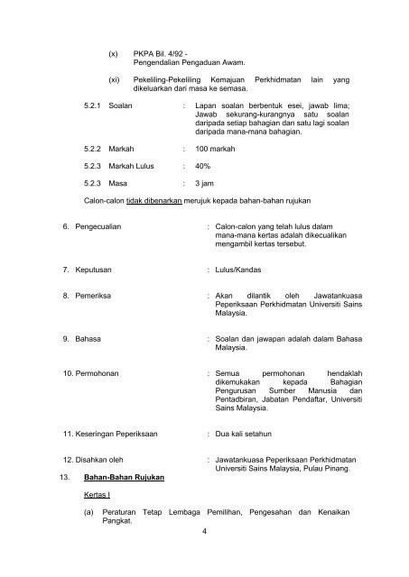 Pegawai Tadbir (N41) - Jabatan Pendaftar - Universiti Sains Malaysia