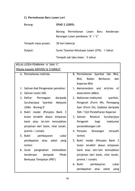 Panduan Dasar Pelesenan - Pengangkutan Perdagangan ... - SPAD