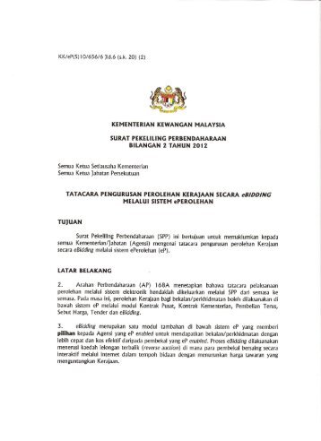 KEMENTERIAN KEWANGAN MALAYSIA SURAT ... - ePerolehan