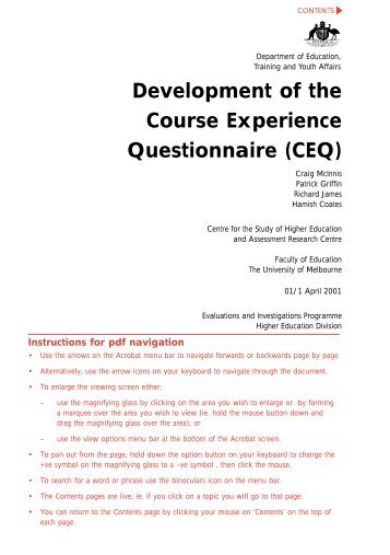 Development of the Course Experience Questionnaire (CEQ)