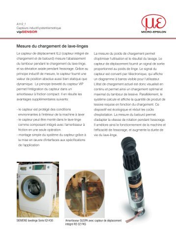 "Mesure du chargement de lave-linges" (PDF, 112 KB) - Micro-Epsilon