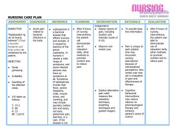 Nursing Care Plan - Leptospirosis.pdf - Nursing Crib