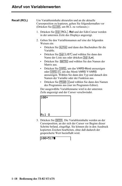 TI-82 STATS GRAPHISCHER RECHNER Bedienungsanleitung