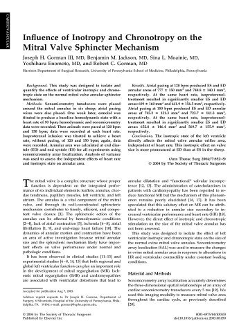 Influence of Inotropy and Chronotropy on the Mitral Valve Sphincter ...