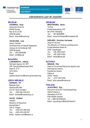 PARTICIPANTS LIST BY COUNTRY 1 BELGIUM ... - Europa