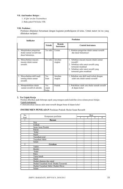 SMPN 3 BARADATU, RPP PAI 8, 2010/2011 RENCANA ...