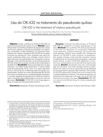 Uso do OK-432 no tratamento do pseudocisto quiloso - ABCCMF