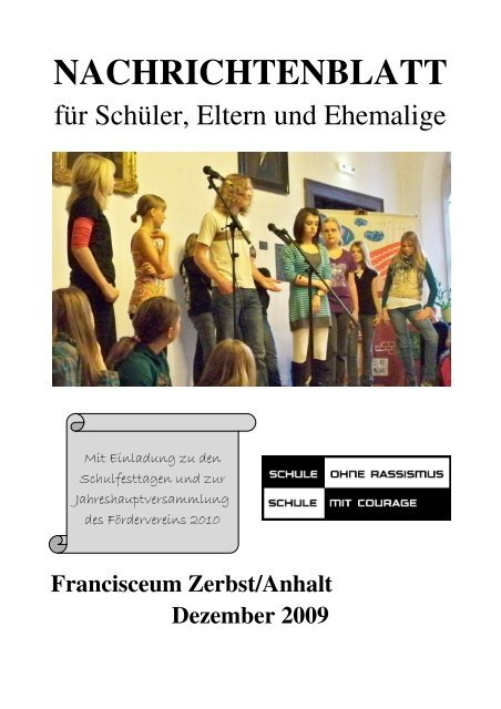 NACHRICHTENBLATT - Förderverein Francisceum Zerbst e. V.