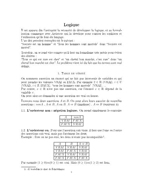 Introduction A La Logique