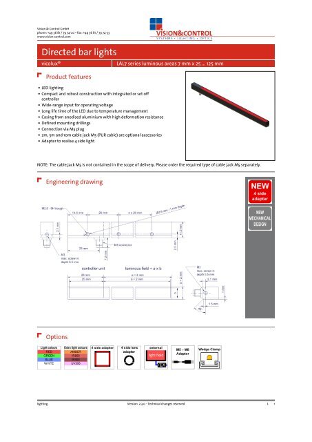 Datasheet - vicolux® LAL7 series 7 mm x 25 ... - Vision & Control