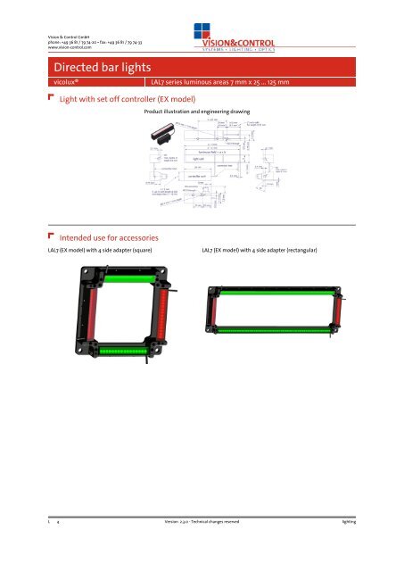 Datasheet - vicolux® LAL7 series 7 mm x 25 ... - Vision & Control
