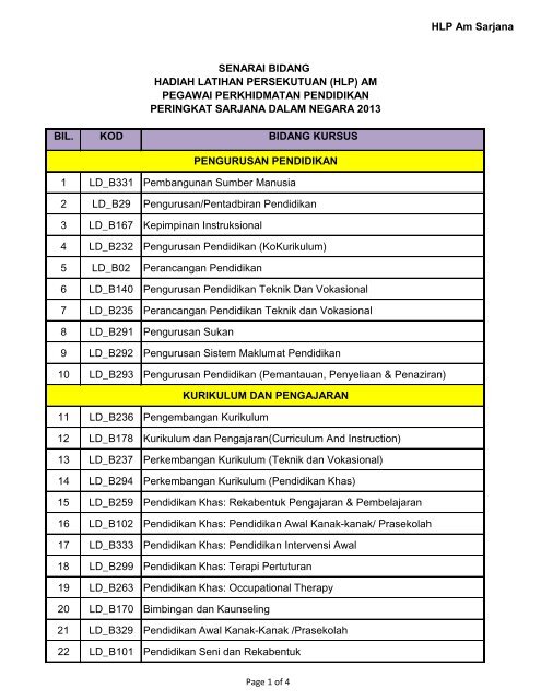 HLP Am Sarjana BIL. KOD BIDANG KURSUS 1 LD_B331 ...