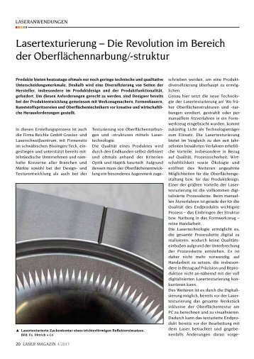 Lasertexturierung LaserMagazin - Reichle GmbH Gravier- und ...