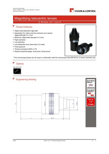 Datasheet - Microscope lenses - Vision & Control