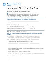 Before and After Your Surgery - Blount Memorial Hospital