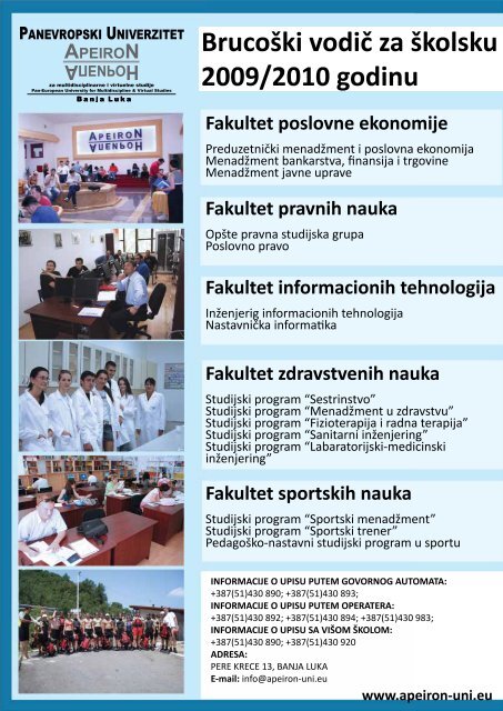 BrucoÅ¡ki vodiÄ - Panevropski univerzitet Apeiron