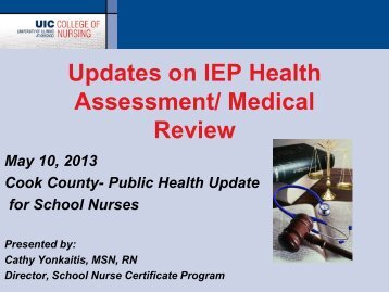Updates on IEP Health Assessment - Cook County Department of ...