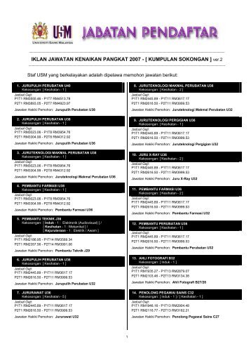 KUMPULAN SOKONGAN - Jabatan Pendaftar - USM