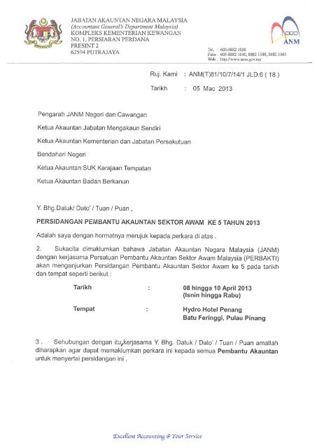 Surat Jemputan ke Persidangan PERBAKTI 2013 - Jabatan ...