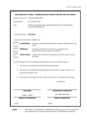 Master thesis declaration