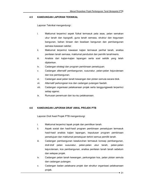 Manual Penyediaan Projek Pembangunan Tanah Bersepakat - JPBD